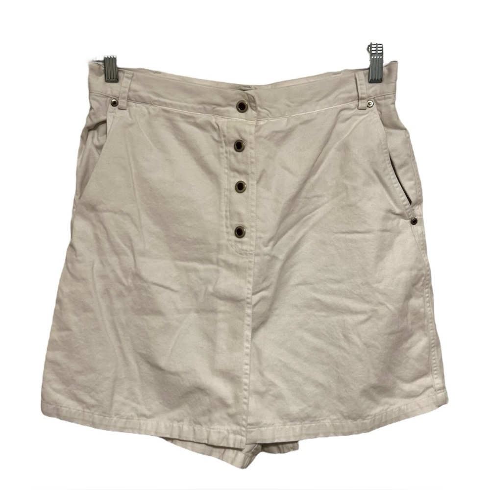 Vintage Rafaella White Cotton High Waisted Button Front Skort Size 12